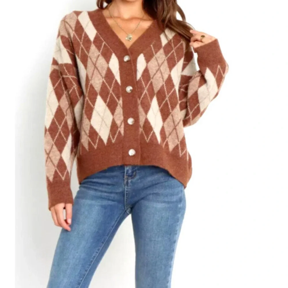 Petal & Pup BRITNEY Long Sleeve CARDIGAN- BROWN, MEDIUM - Picture 1 of 2